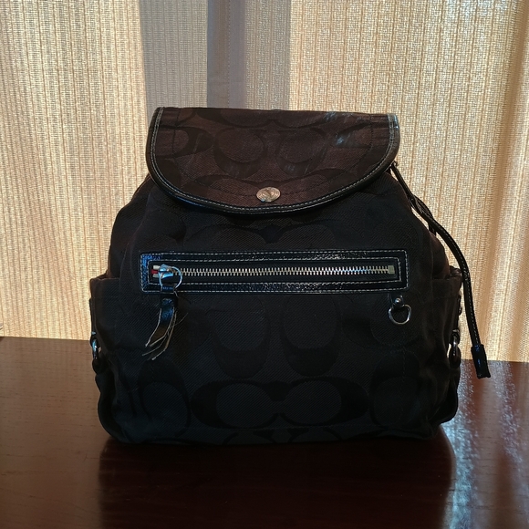 Coach Kyra Signature Logo Canvas Backpack